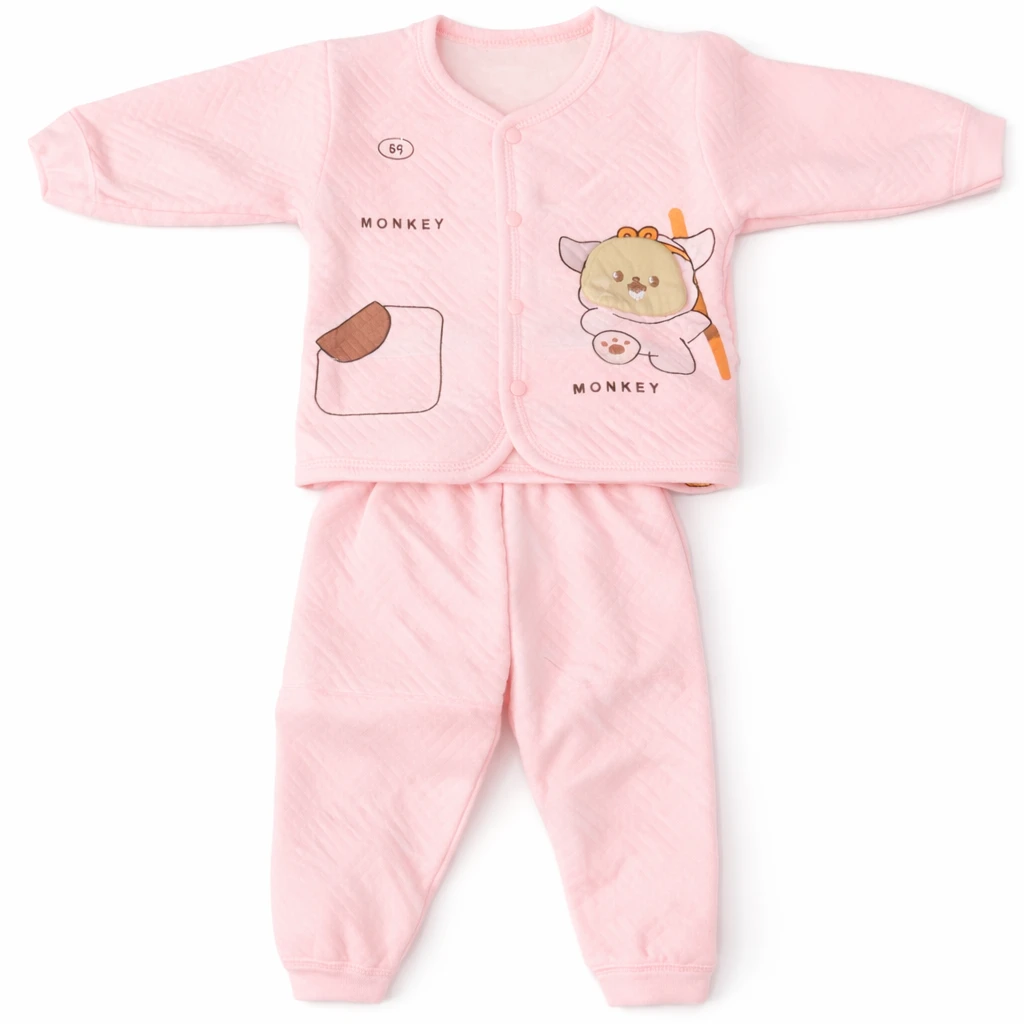 Little Bunny Organic Cotton Baby Woolen Shirt & Pajama Pink – Size 66