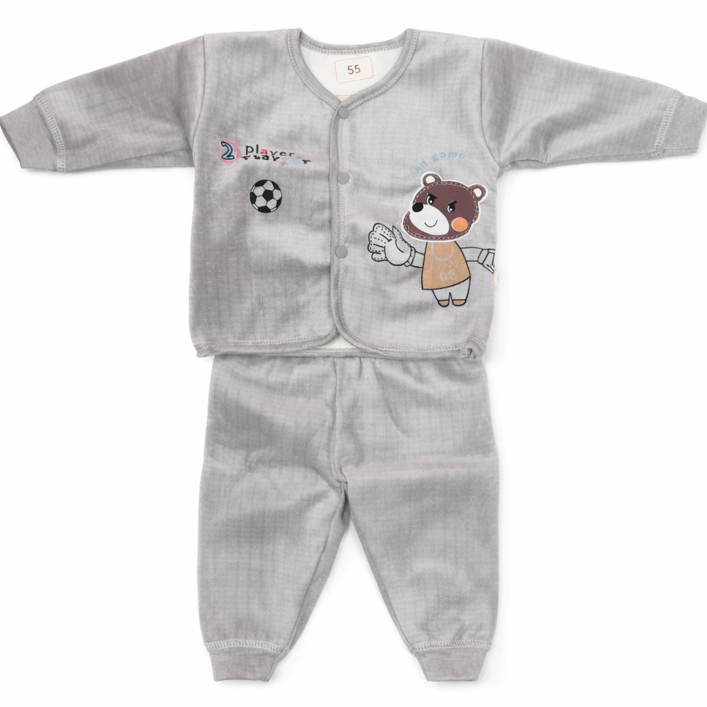 Football Design Woolen Shirt and Pajama Set for Babies – Size 60